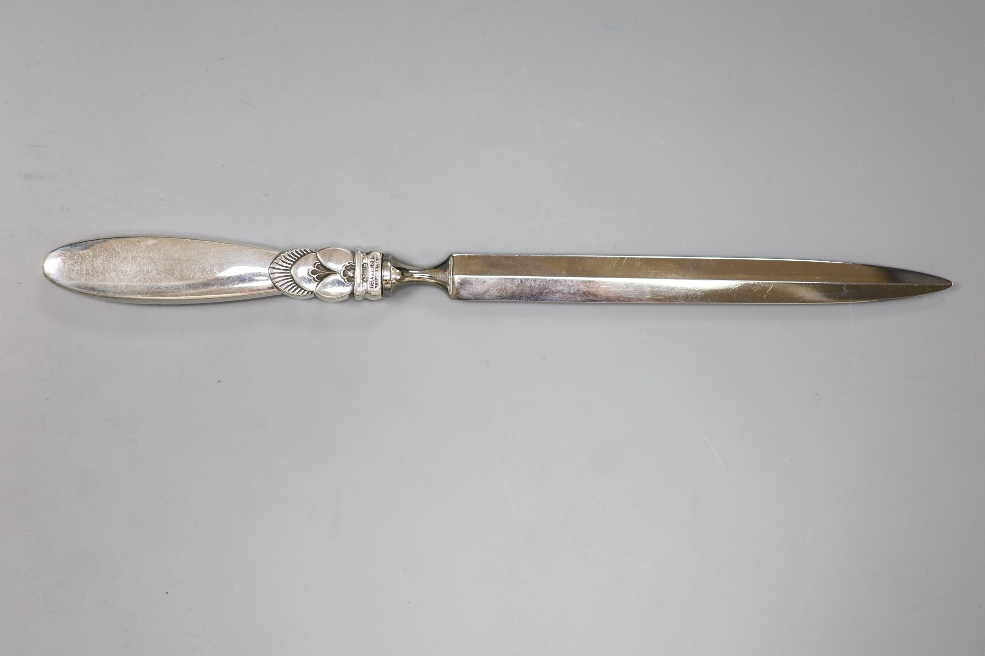 A George Jensen sterling handled paper knife, 21cm.